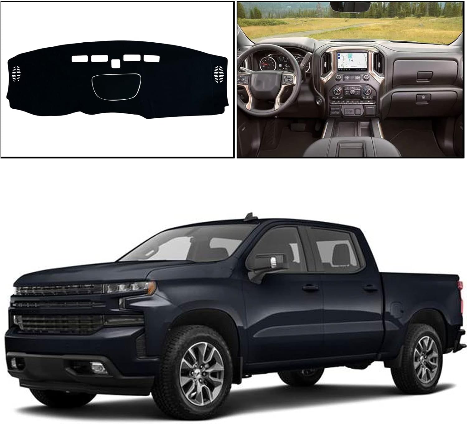 KEEGTBOX Cubierta de tapete para salpicadero, consola central interior personalizada compatible con Chevrolet SilveradoGMC Sierra 1500 2500 3500