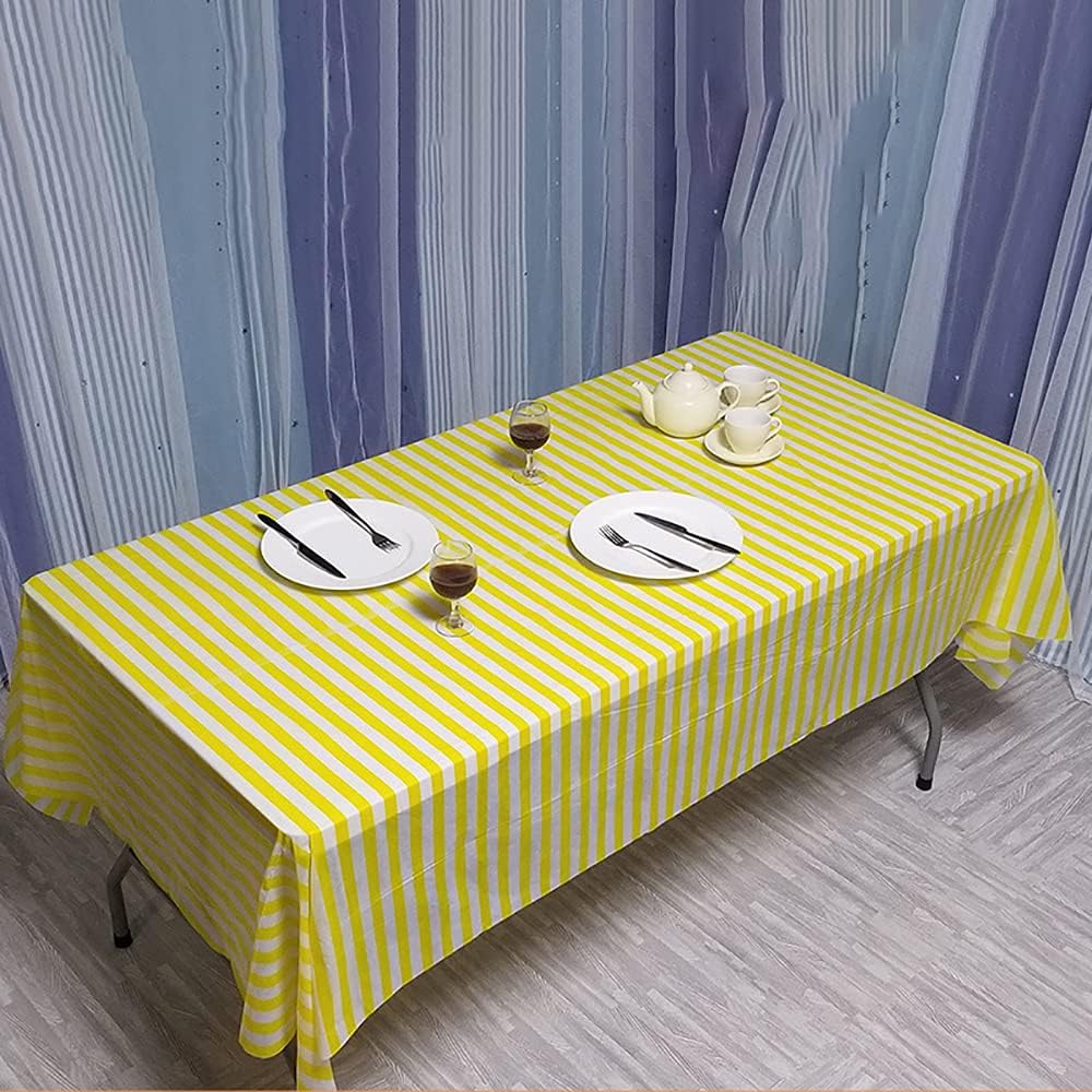 2 manteles de plástico con estampado a rayas, desechables, rectangulares y gruesos, para cocina, picnic, boda, fiesta de cumpleaños, 54 x 108