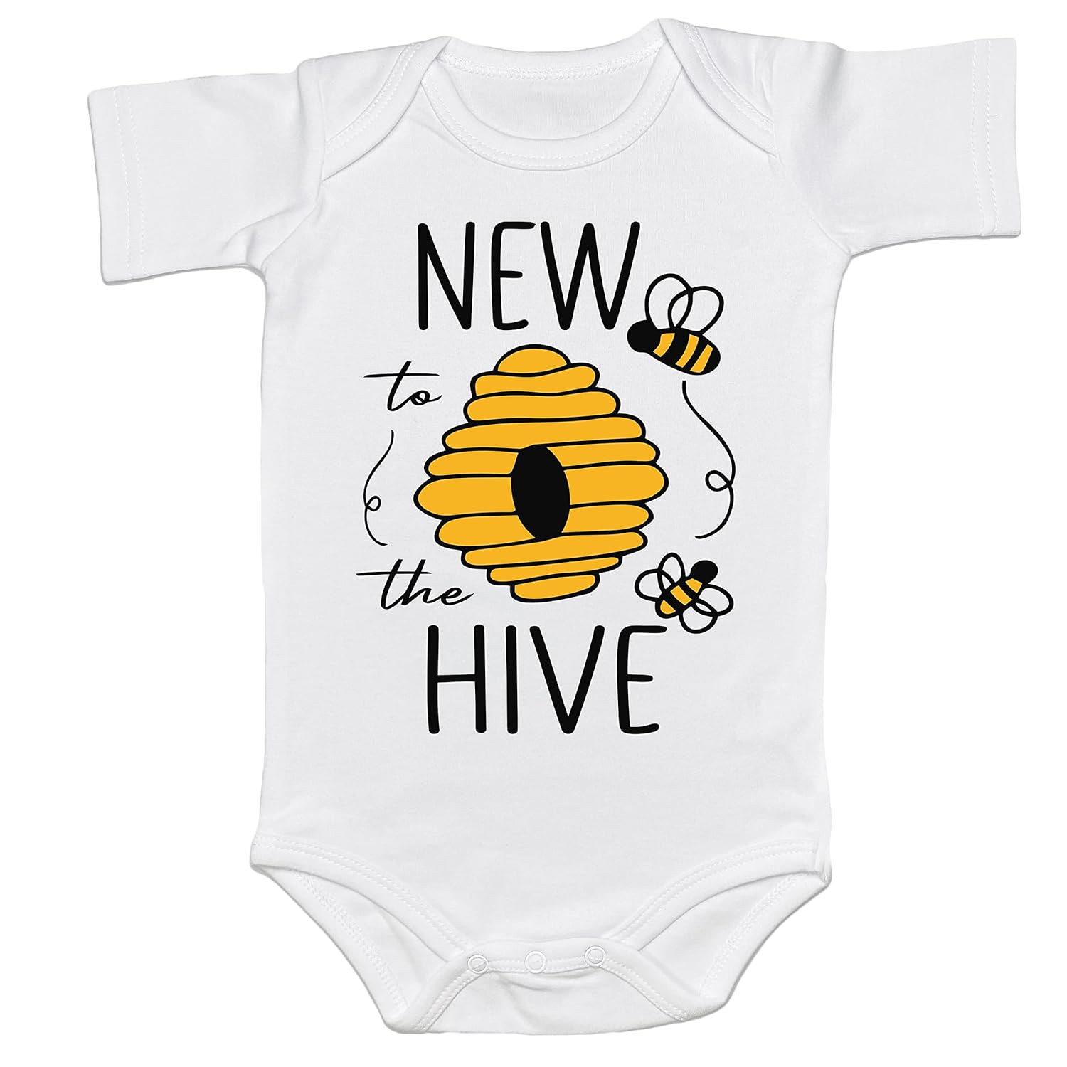 Cute Honey Bee Baby Bodysuit New To The Hive Pregnancy Announcement Onesie Kids Funny Shirt Summer Birthday Shower (0-6 Months, HIVE-Short Sleeve