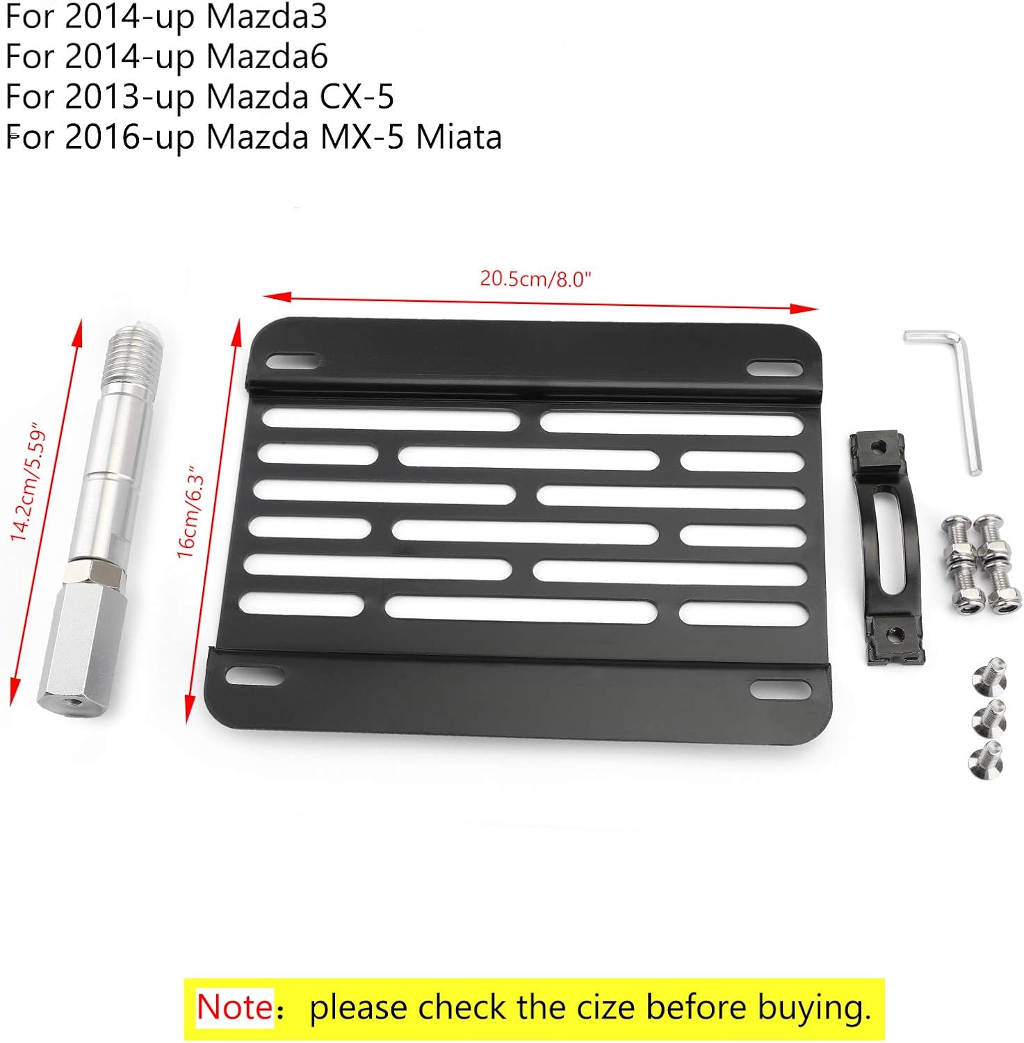 Gancho de remolque de parachoques Soporte de montaje para placa de matrícula para Mazda3 Mazda6 13-up Mazda CX-5 16-up MX-5 Miata Negro