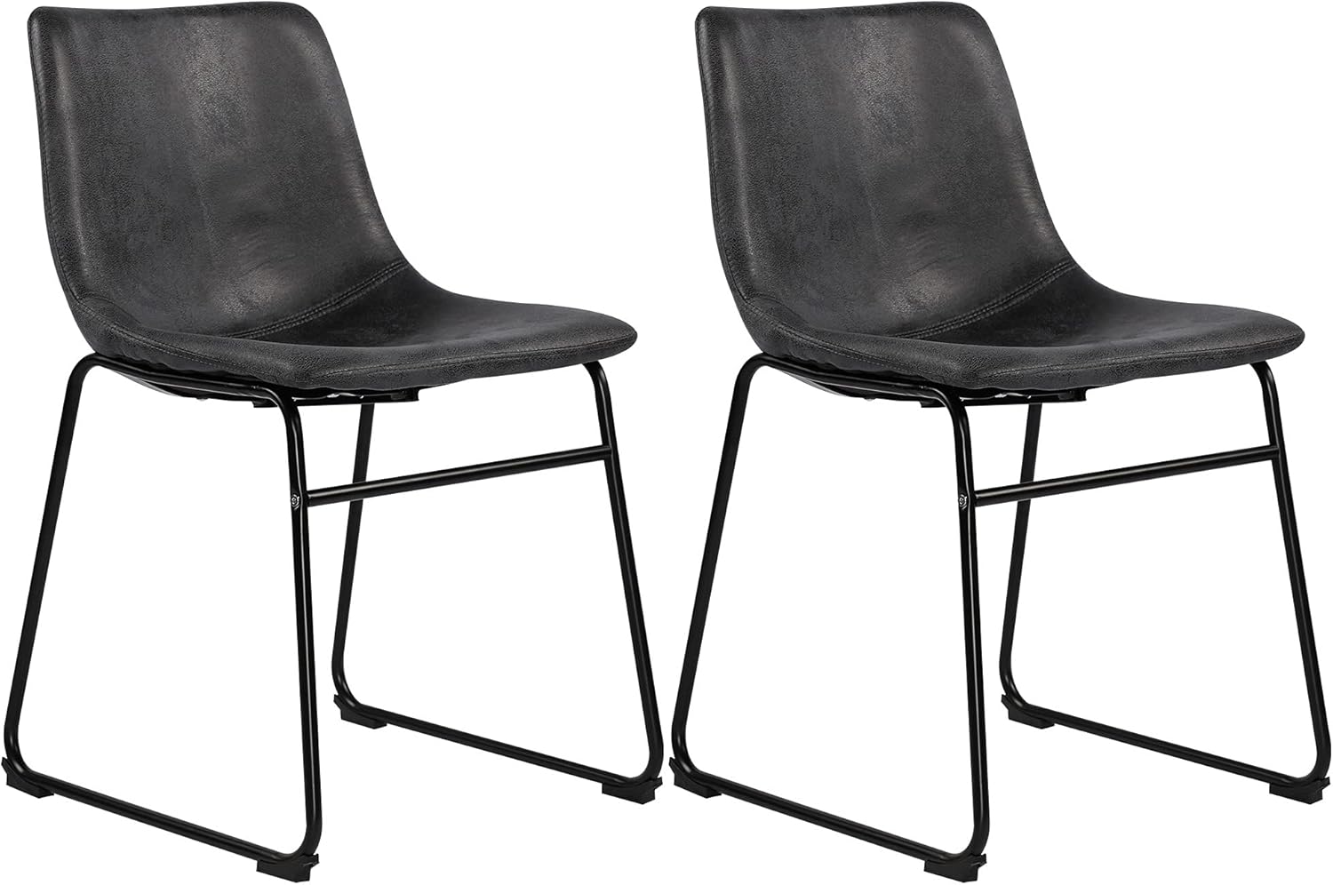 GOTMINSI Silla de comedor estilo mediados de siglo, sillas de bar sin brazos retro antiguas con asiento de piel sintética y base de metal, juego de