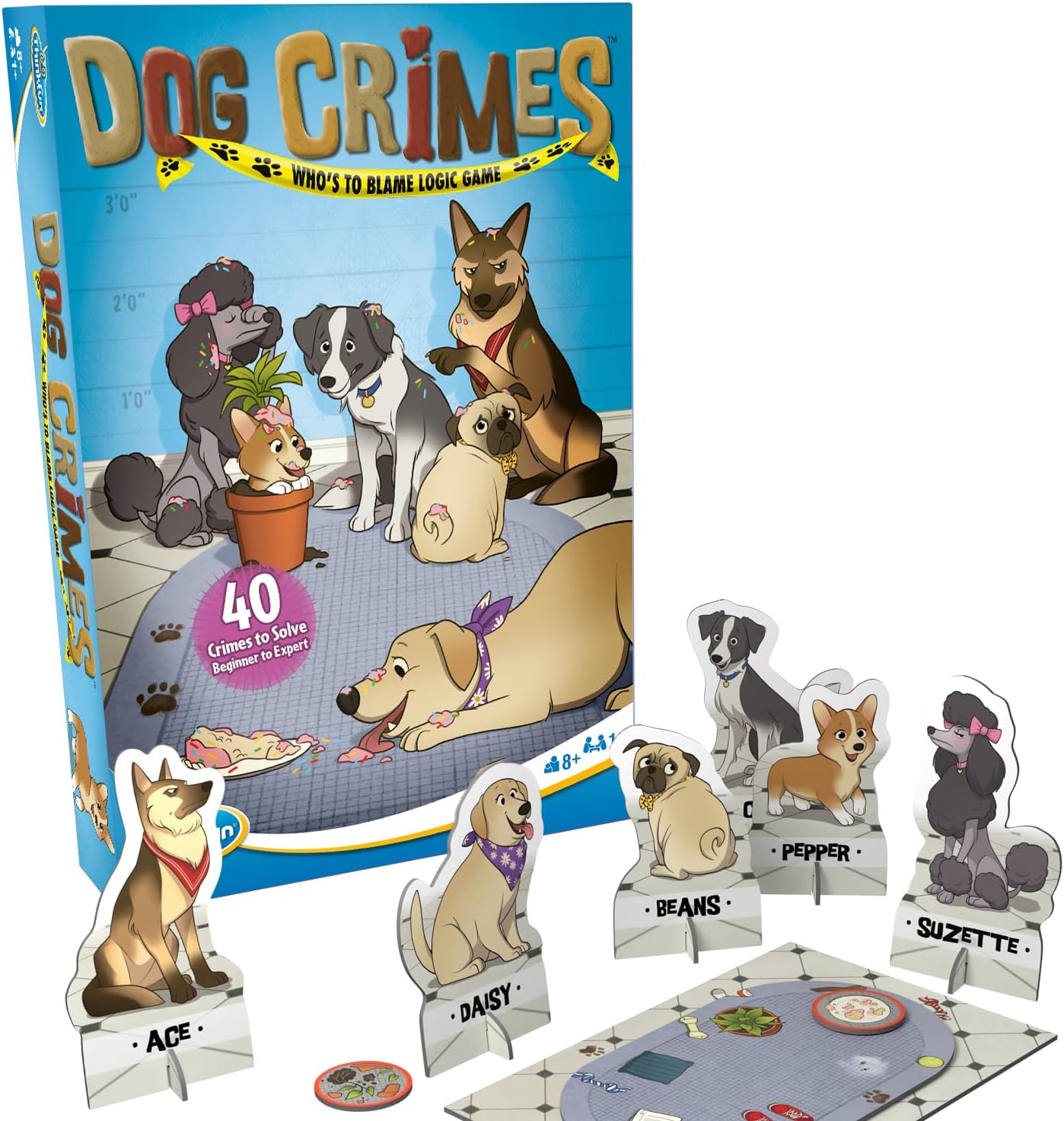 ThinkFun Crimes Juego de cerebro y rompecabezas para niños y niñas a partir de 8 años, un juego inteligente con un tema divertido y ilustraciones