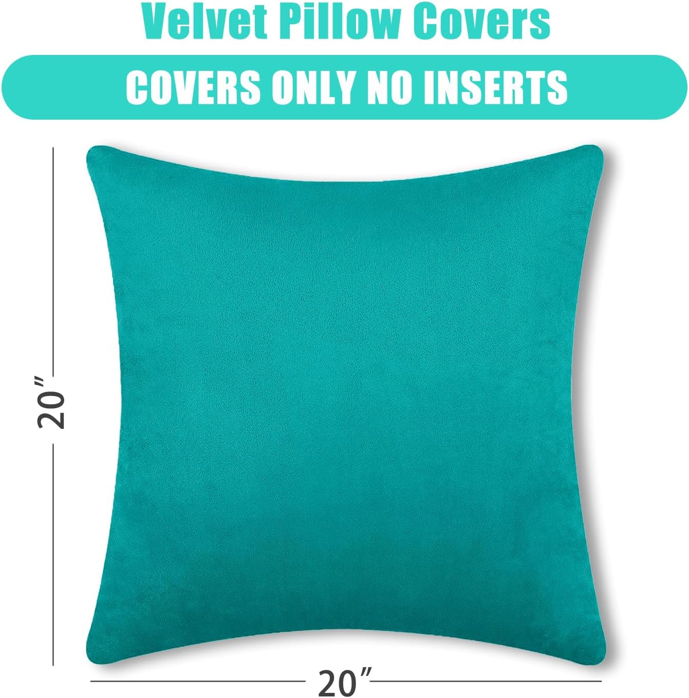 Juego de 2 fundas de almohada de terciopelo de 20 x 20 pulgadas para sofá, fundas de almohada decorativas acogedoras color verde azulado de 20 x 20