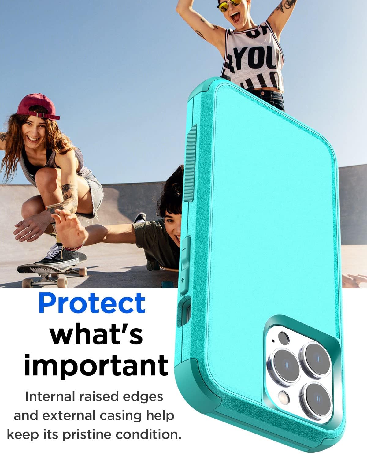 AICase Funda para iPhone 14 Pro (6.1 pulgadas), funda resistente de 3 capas resistente para teléfono, protección duradera de grado militar, a prueba