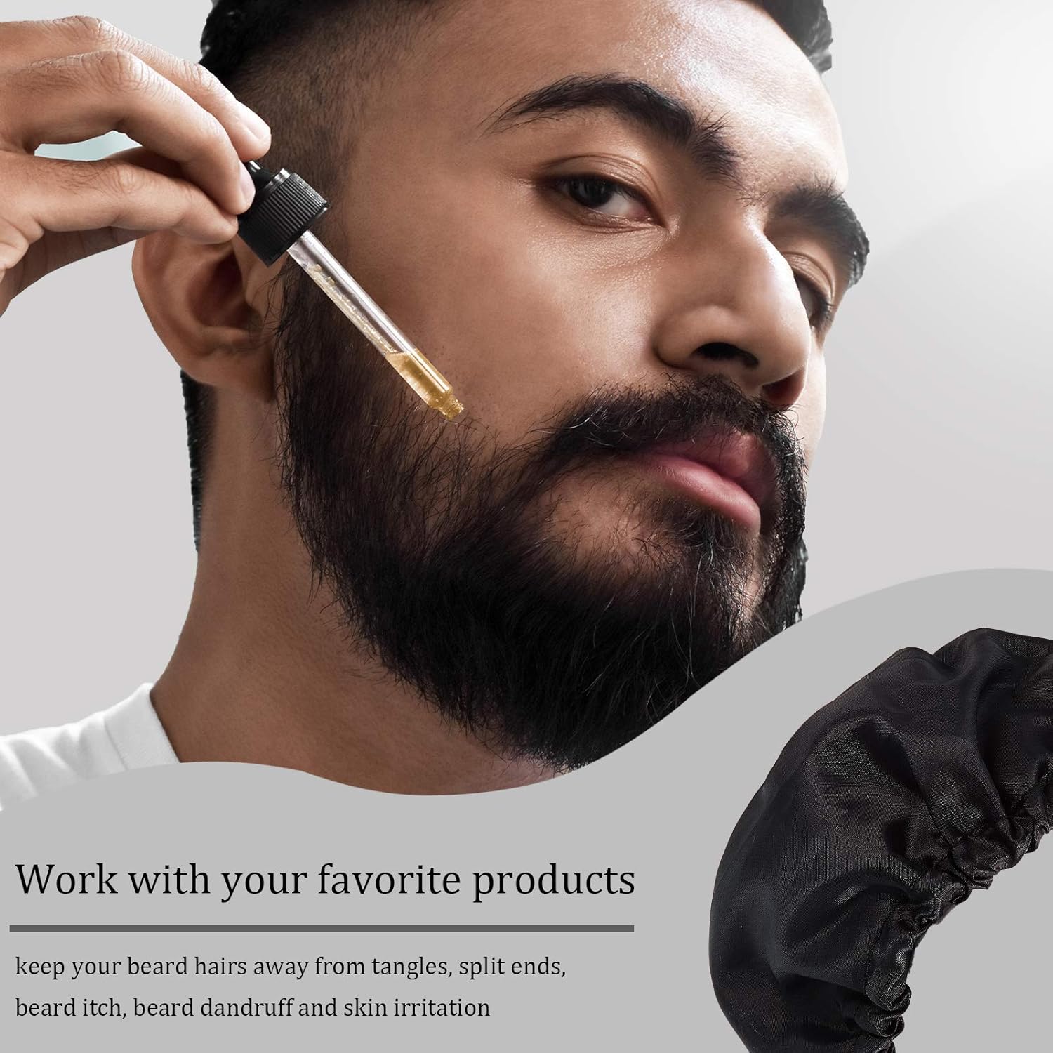 EBOOT 3 gorras de barba para hombres, bandana para barba, fundas ajustables para el pelo facial, delantal, capó para dormir, babero