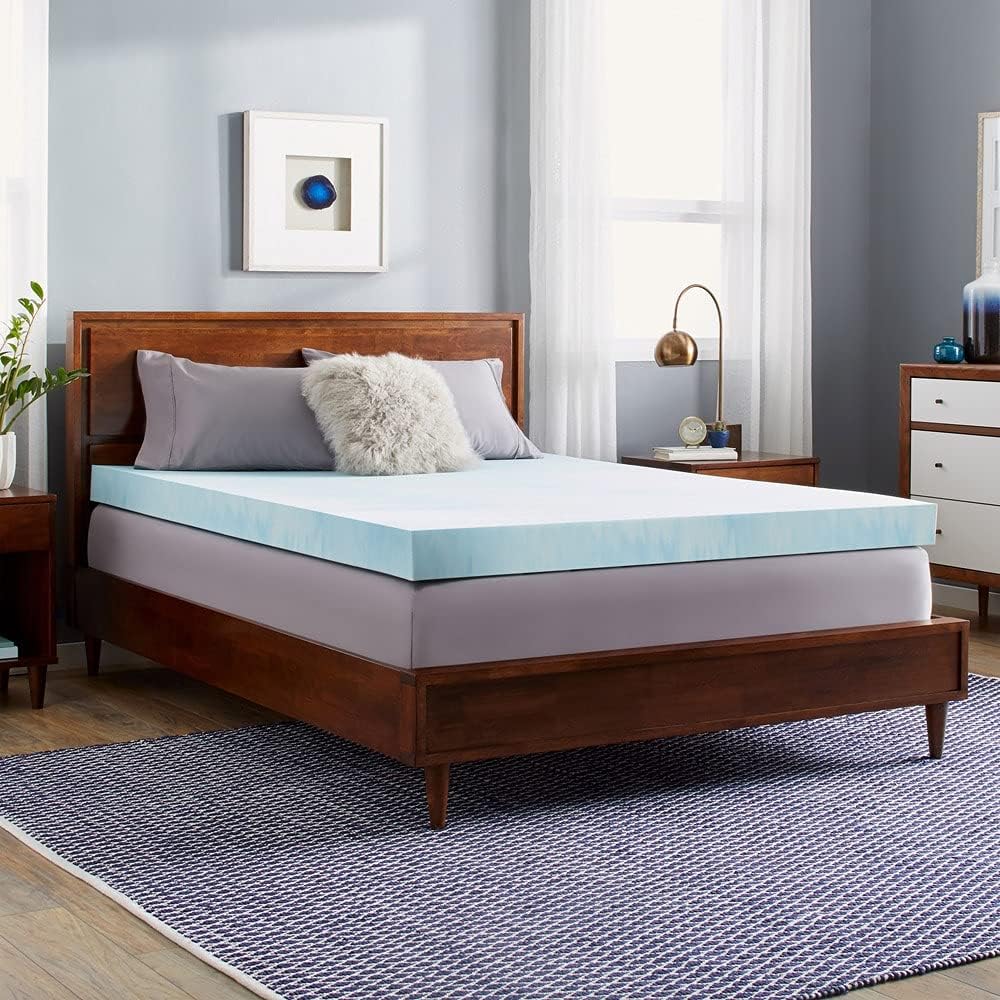 Slumber Solutions Elige tu comodidad – Cubrecolchón de espuma viscoelástica de gel de 4 pulgadas, tamaño Queen