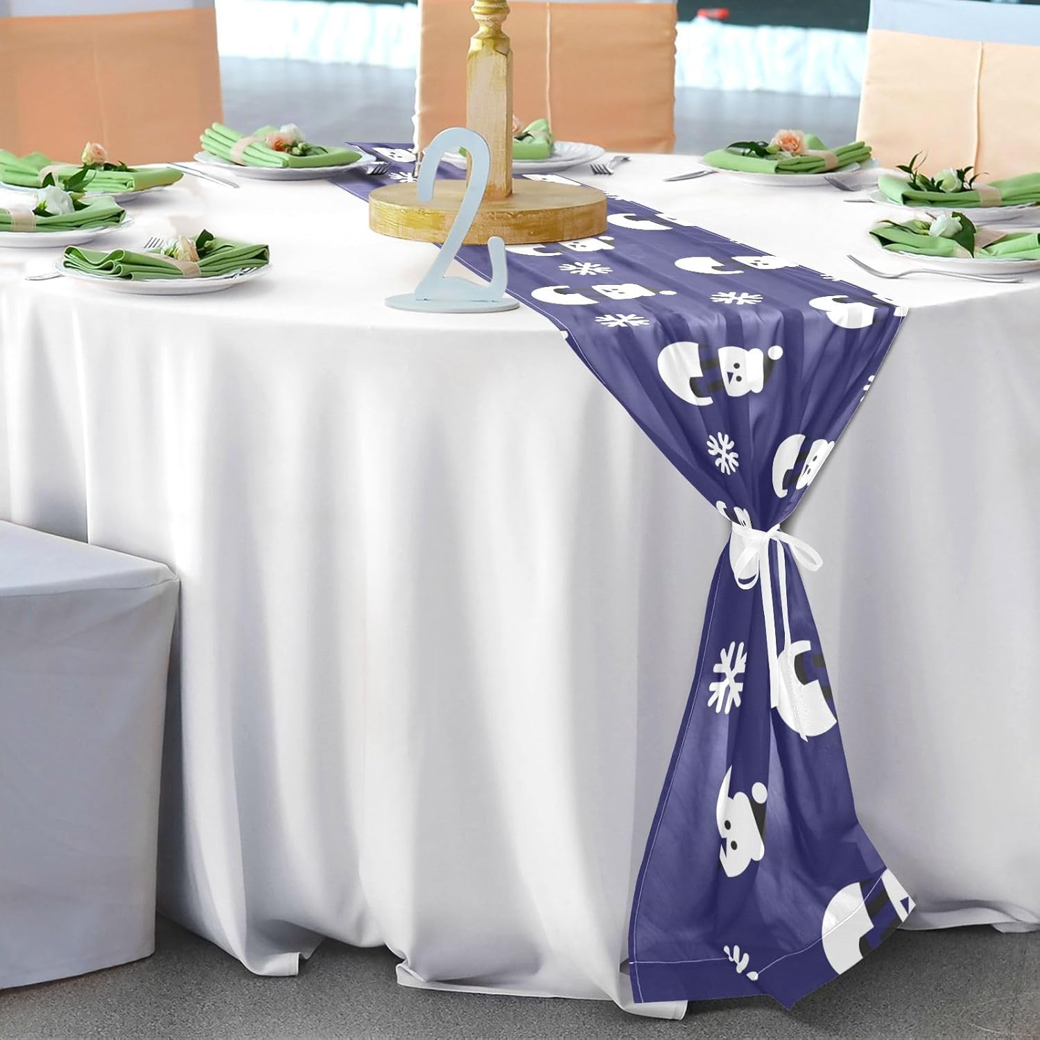 Christmas Snowman Blue Table Runner Fall Table Runners for Desk Decor Christmas Table Runner 120 Inches Long