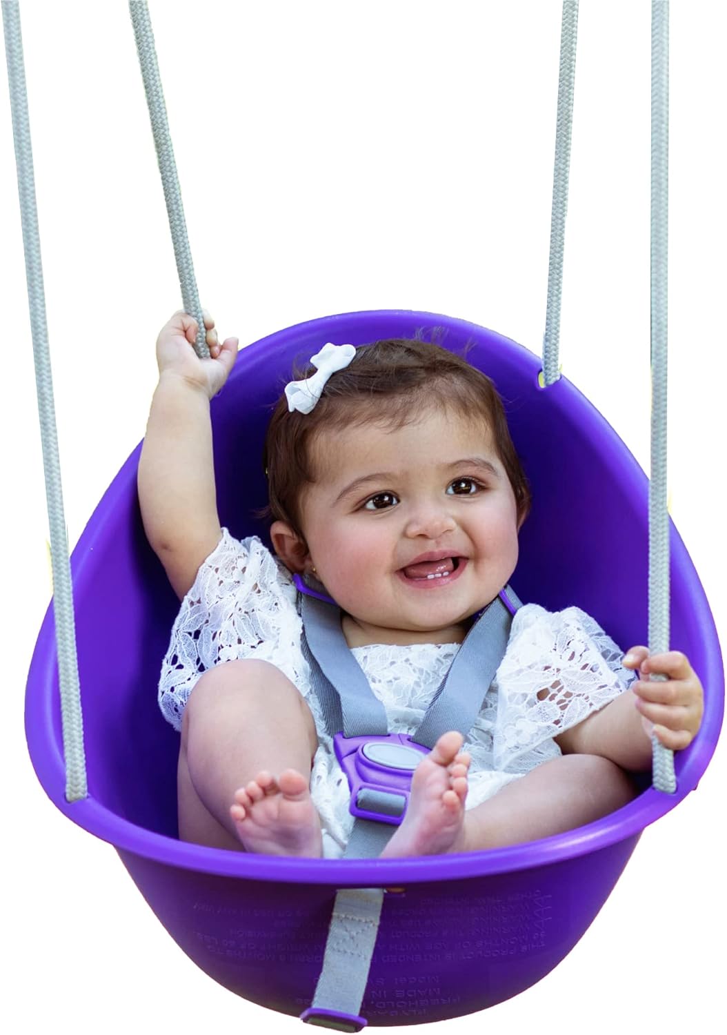 Swurfer Columpio de coco para niños pequeños, cómodo columpio para bebé al aire libre, arnés de seguridad ajustable de 3 puntos, sistema de bloqueo