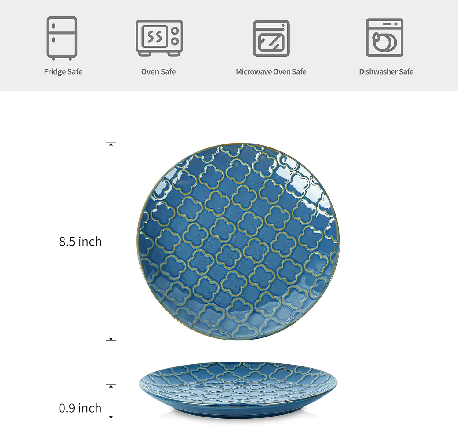Sureasy – Platos de ensalada, platos pequeños de postre de 8.5 pulgadas, platos de cerámica en relieve para aperitivos, aperitivos, platos de