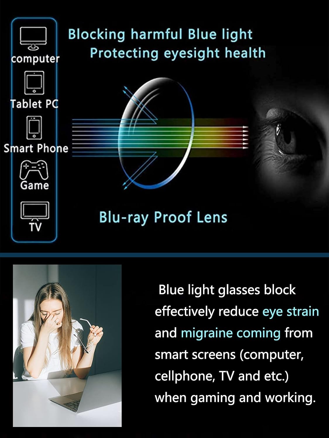 Lentes de bloqueo de luz azul para mujeres y hombres, clásicos, semi sin montura, falsos nerd anti rayos azules para computadora