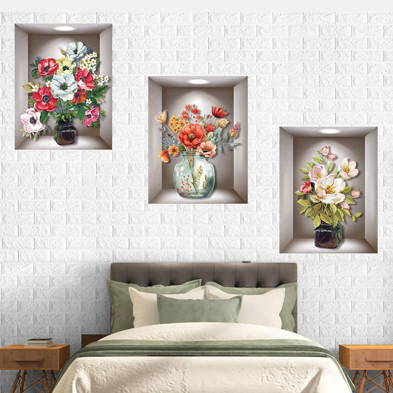 Pegatinas de pared para jarrón de simulación, para ventana, despegar y pegar, vinilo 3D, calcomanías de pared extraíbles para bricolaje con fondo