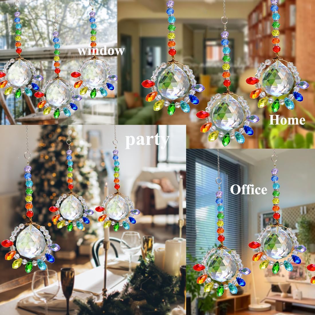 Atrapasoles de cristal colgantes para ventanas, 3 atrapasoles de sol arcoíris para ventanas interiores, atrapa el sol de ventana con cristales de