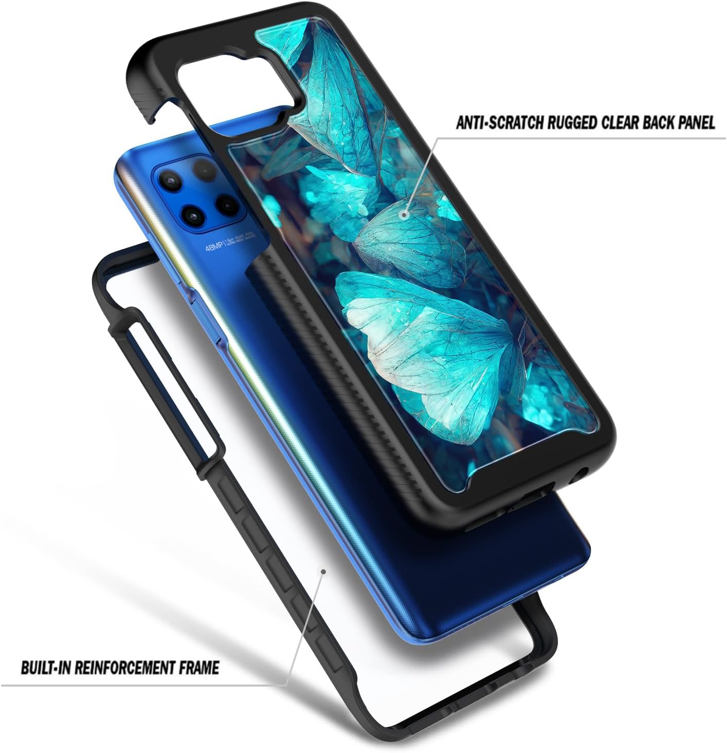 NZND Funda para Motorola Moto One 5G  5G UWG 5G Plus con protector de pantalla integrado, protección de cuerpo completo, protección a prueba de