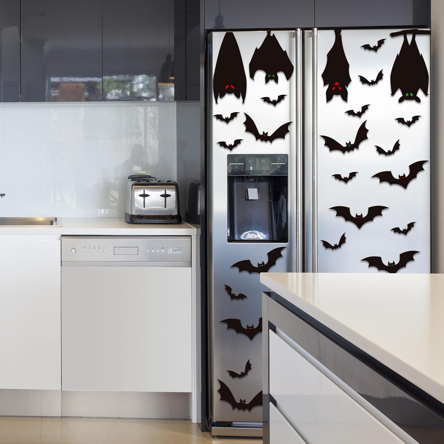 Adhesivos para ventana de fiesta de Halloween, murciélagos, decoración de silueta aterradora, calcomanías para ventana, calcomanías de fiesta de
