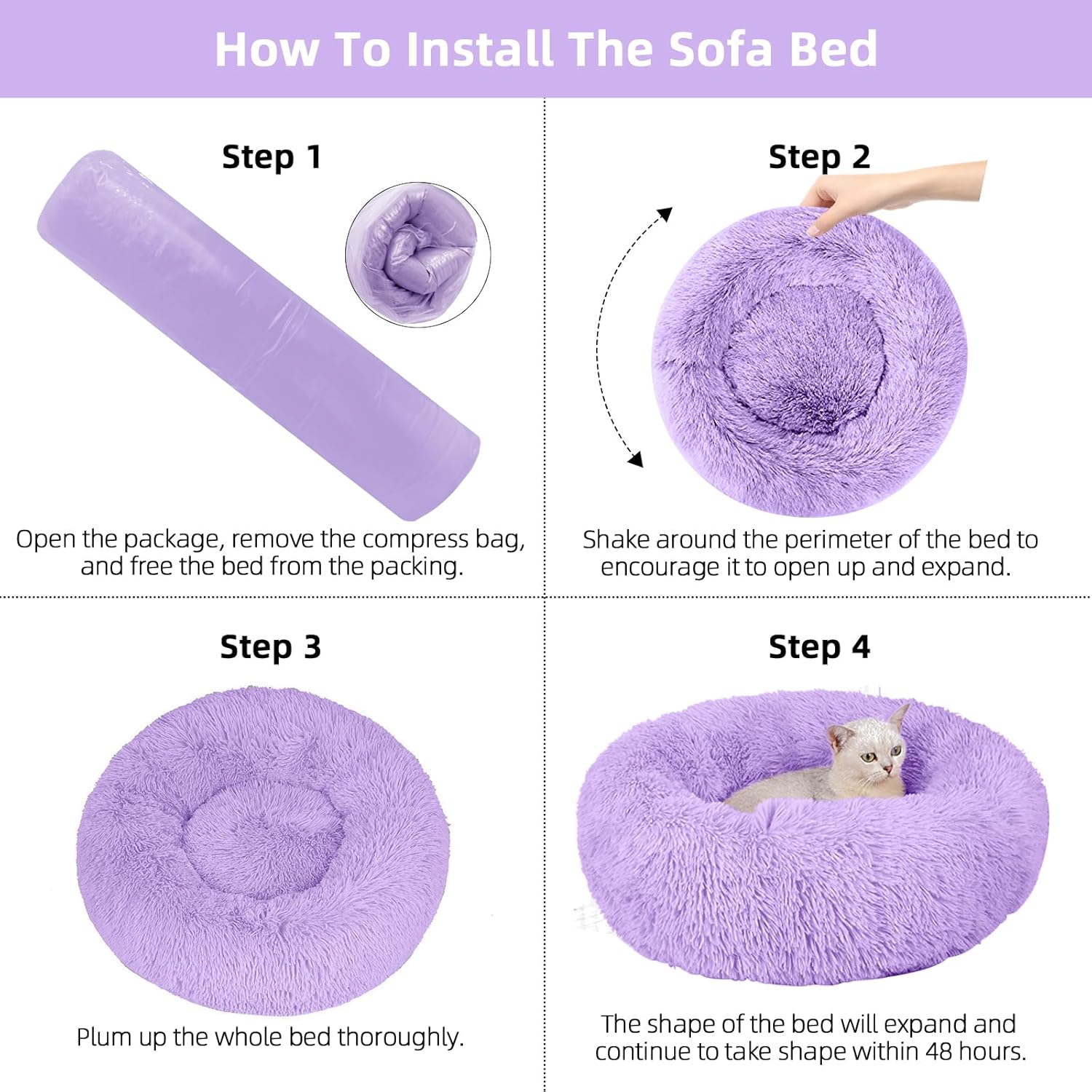 Cama para perros pequeños, medianos y grandes, cama calmante de 20 pulgadas, lavable y redonda, suave cama para mascotas para cachorros y gatitos
