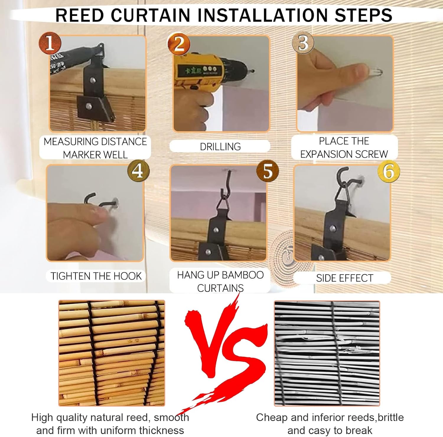 Persianas enrollables, cortinas enrollables de bambú retro, impermeables, cortinas de bambú para ventanas, para privacidad en interiores y