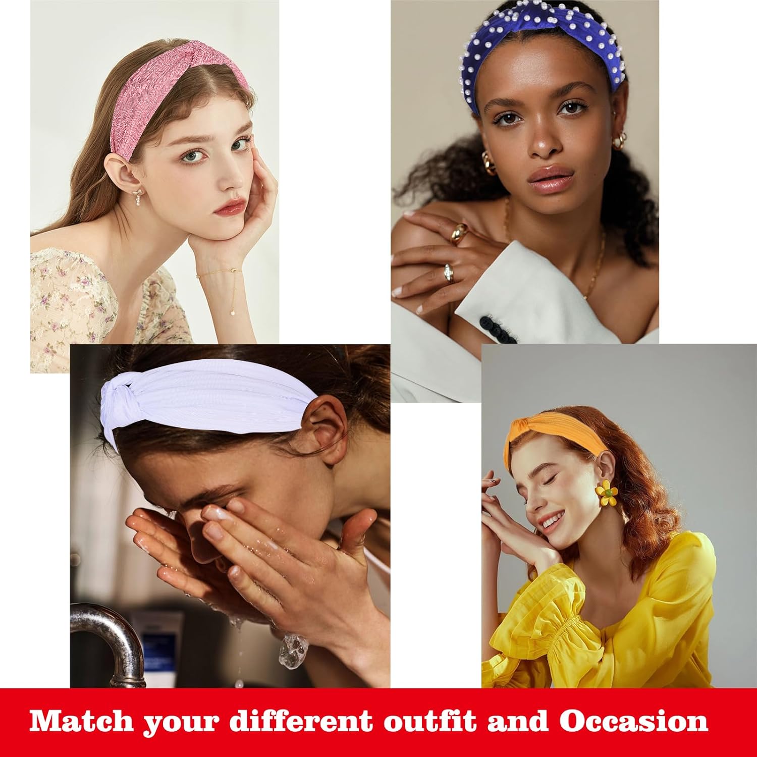 Diademas para mujer, 6 diademas anudadas antideslizantes a la moda para mujeres y niñas, bandas para el pelo con nudo superior ancho, turbante,