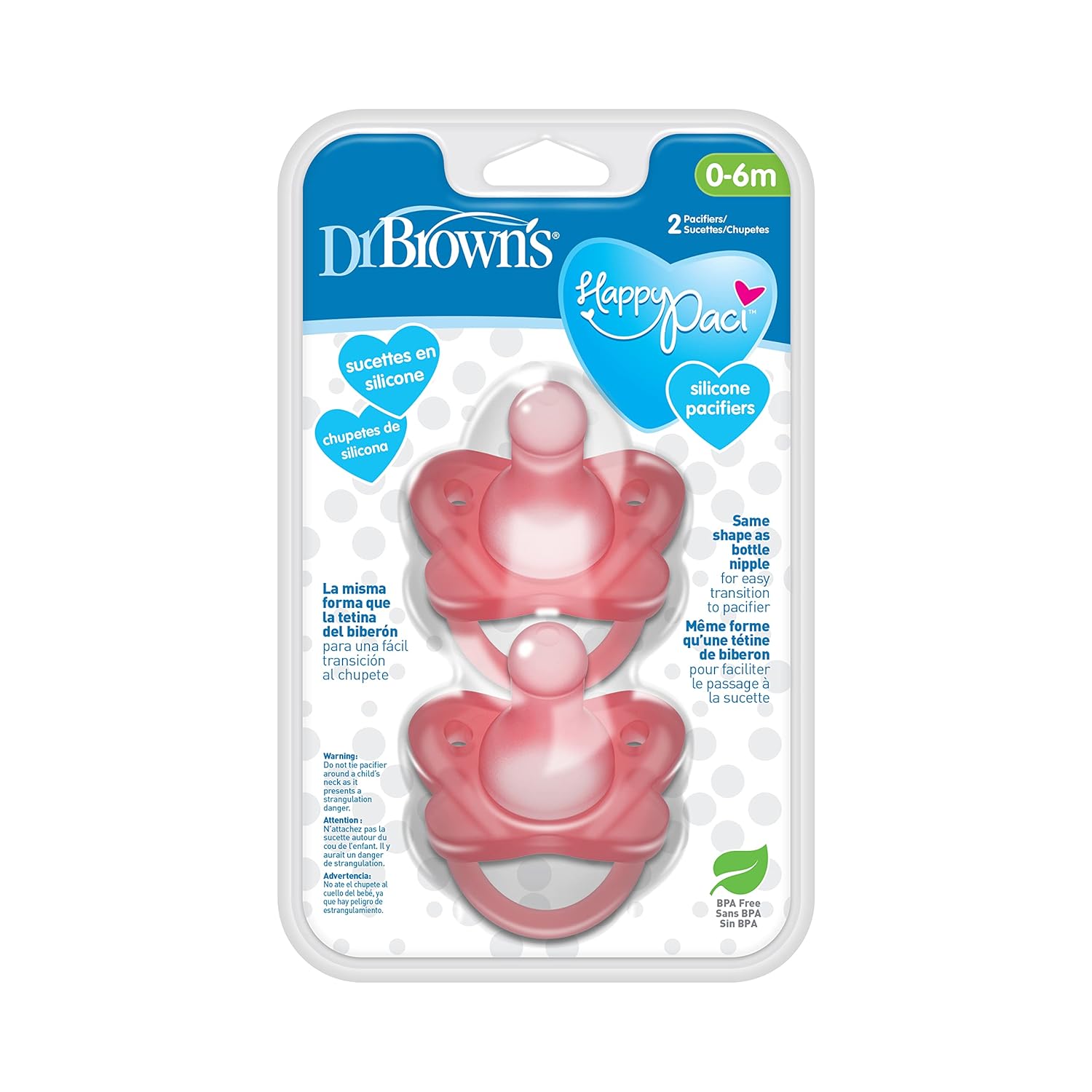 Chupete de silicona Dr. Brown’s, 2 – unidades, Rosado