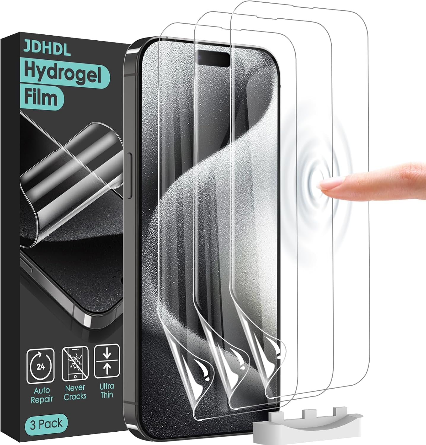 Paquete de 3 protectores de pantalla de película de hidrogel suave para iPhone 15 Pro MaxiPhone 15 Plus, TPU flexible irrompible mejorado para