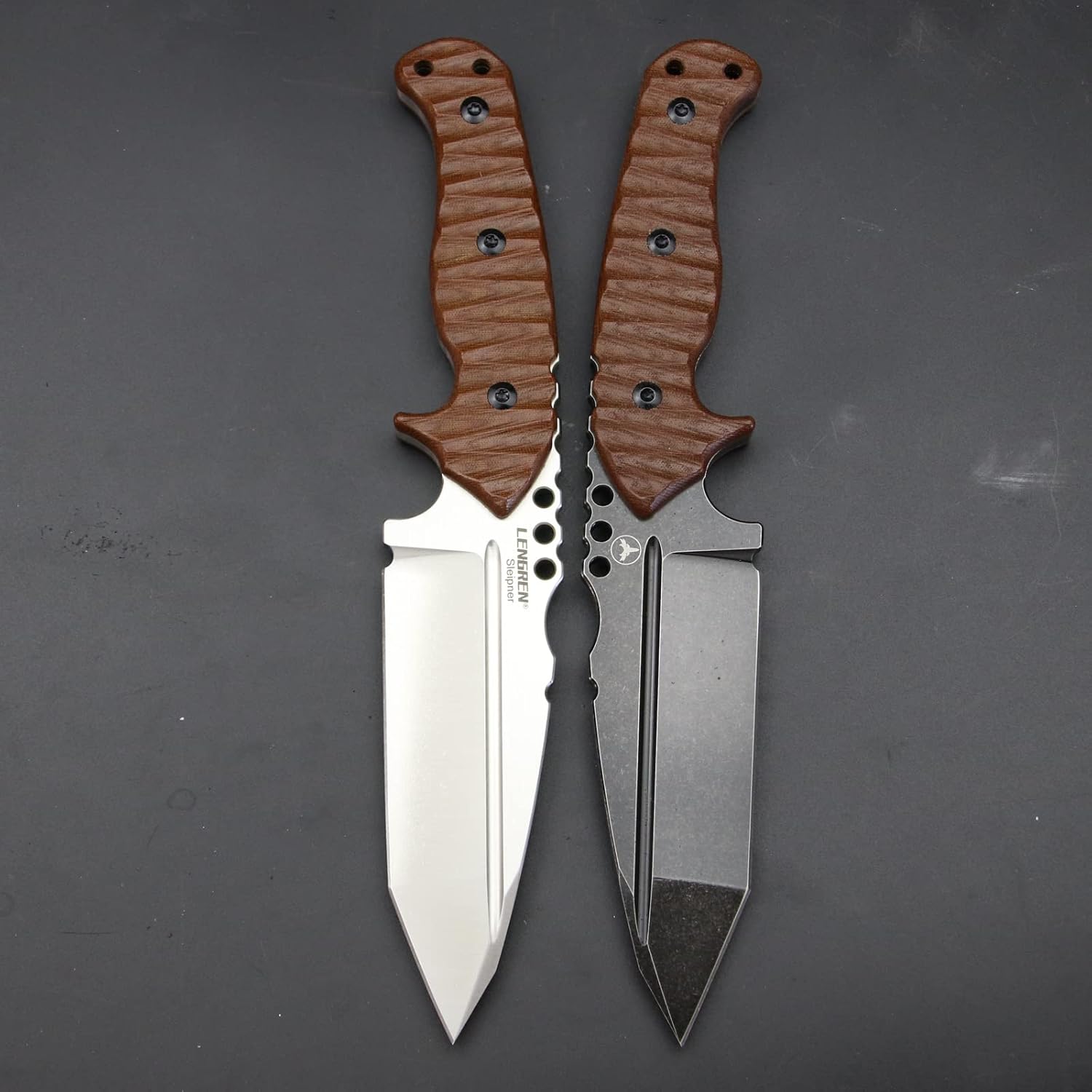 LENGREN Cuchillo pesado Sleipner de acero de espiga completa de 10.7 pulgadas, hoja fija, cuchillo táctico de campamento al aire libre, mango de