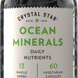 Crystal Star Suplemento de minerales oceánicos (60 cápsulas)  Suplemento herbario diario para la salud ósea y colágeno  Espino cerval de mar, Crystal Star Suplemento de minerales oceánicos (60 cápsulas)  Suplemento herbario diario para la salud ósea y colágeno  Espino cerval de mar,