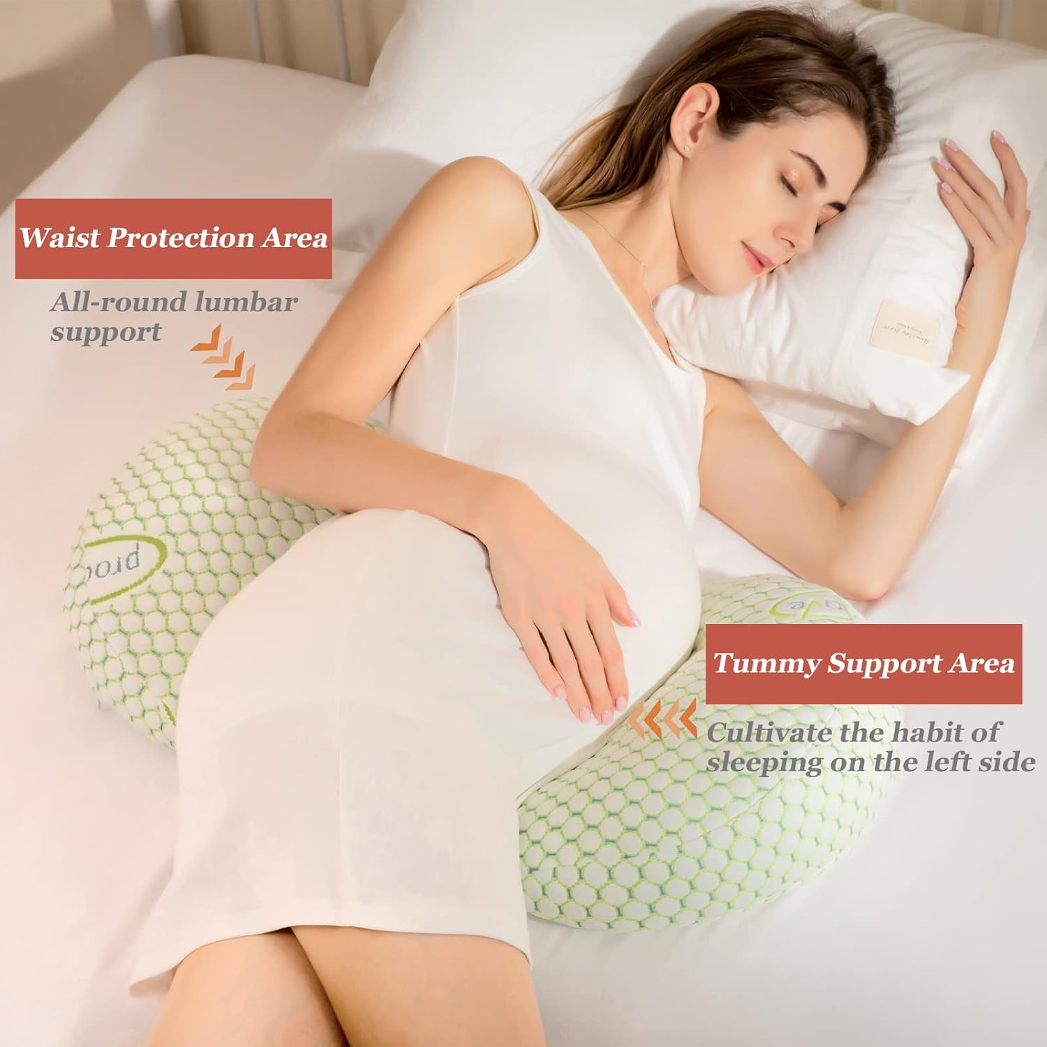 WAYDA Almohadas de embarazo, almohadas embarazadas para dormir, almohadas de maternidad para mujeres embarazadas, almohada corporal suave con funda