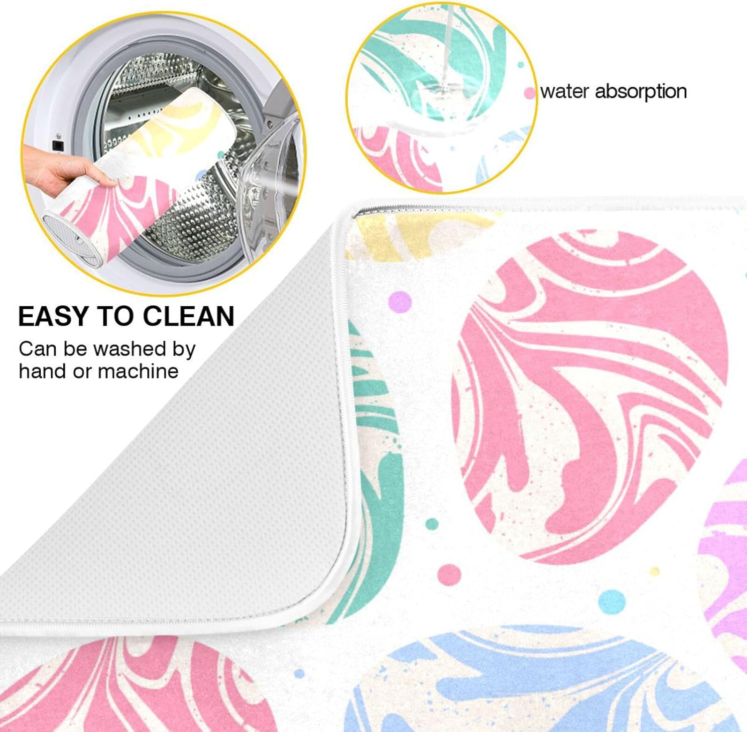 Colorful Marbled Easter Eggs Dish Drying Mat Washnable Absorbent Drying Mat Kitchen Counter Countertop Drying Mat Tapete Para Cocina 16” x 18”