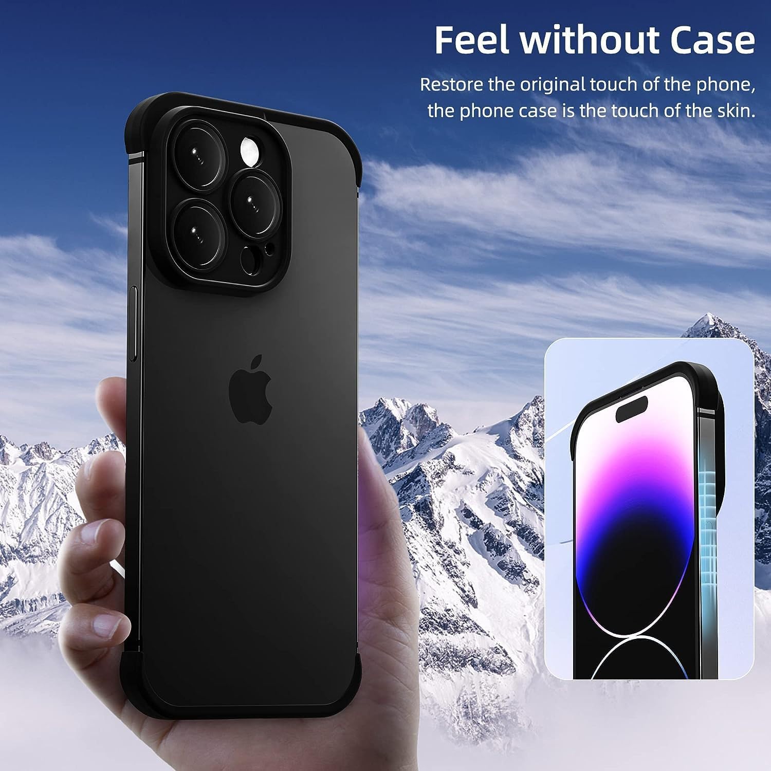 Funda de metal de aluminio suave sin marco con protector de lente de cámara, para iPhone 15 Pro Max, diseño sin espalda, compatible con carga
