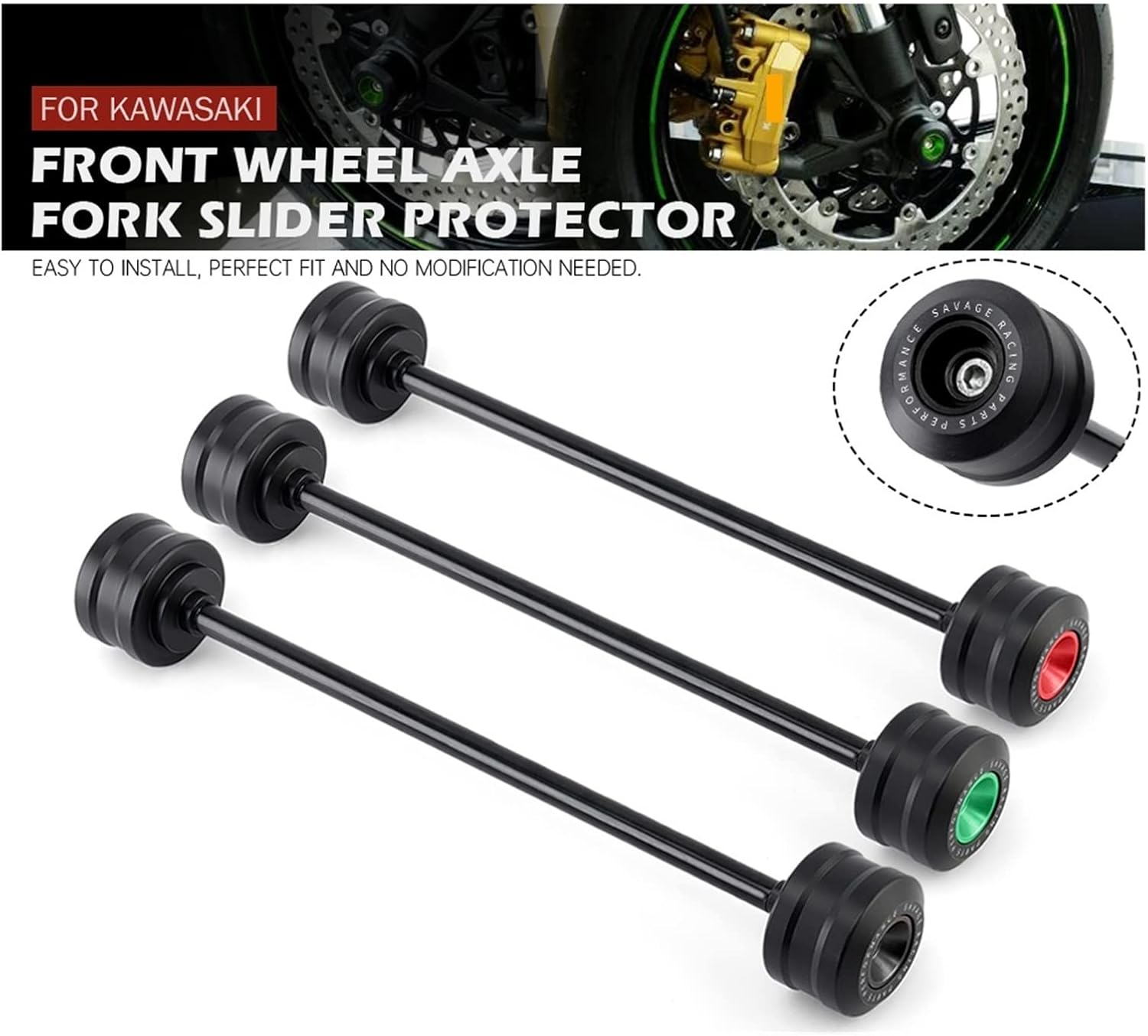 TENREV LCCDZ – Protector de rueda de horquilla de eje delantero compatible con Kawasaki Z800 Z900 Z900RS Z1000R Z650 Z650RS Z750 Z750S Accesorios de