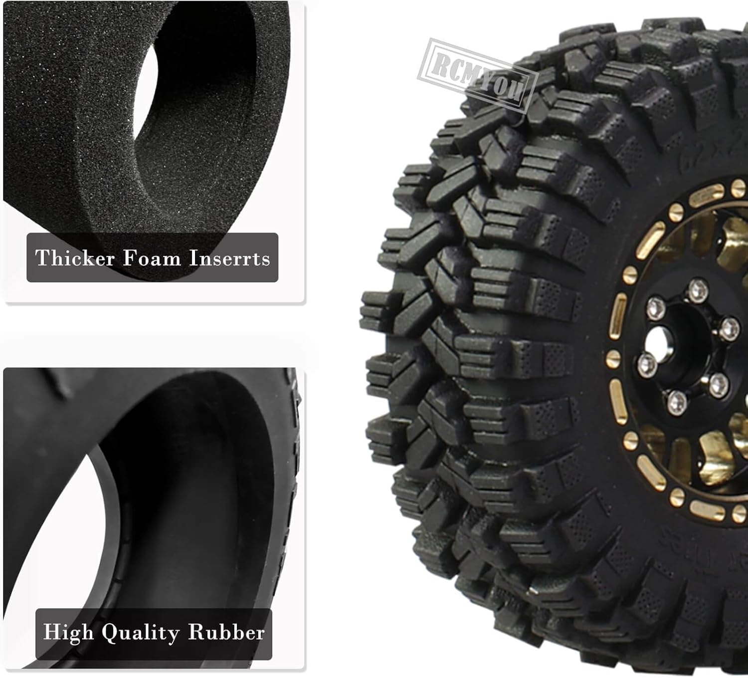 Rc Ruedas de 1.2 pulgadas para 118 124 Trx4m Axial SCX24 FMSFCX24, RC Crawler Car 4 piezas (1.2 pulgadas) Ruedas Neumáticos, Negro