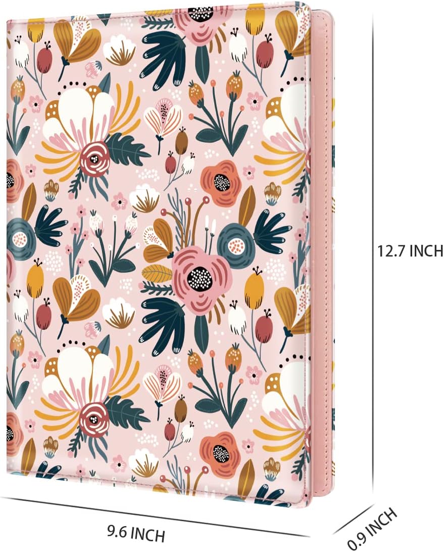 WAVEYU Funda tipo cartera para mujer, bonita funda floral para niñas, organizador de documentos legales para conferenciascurrículumslegales con