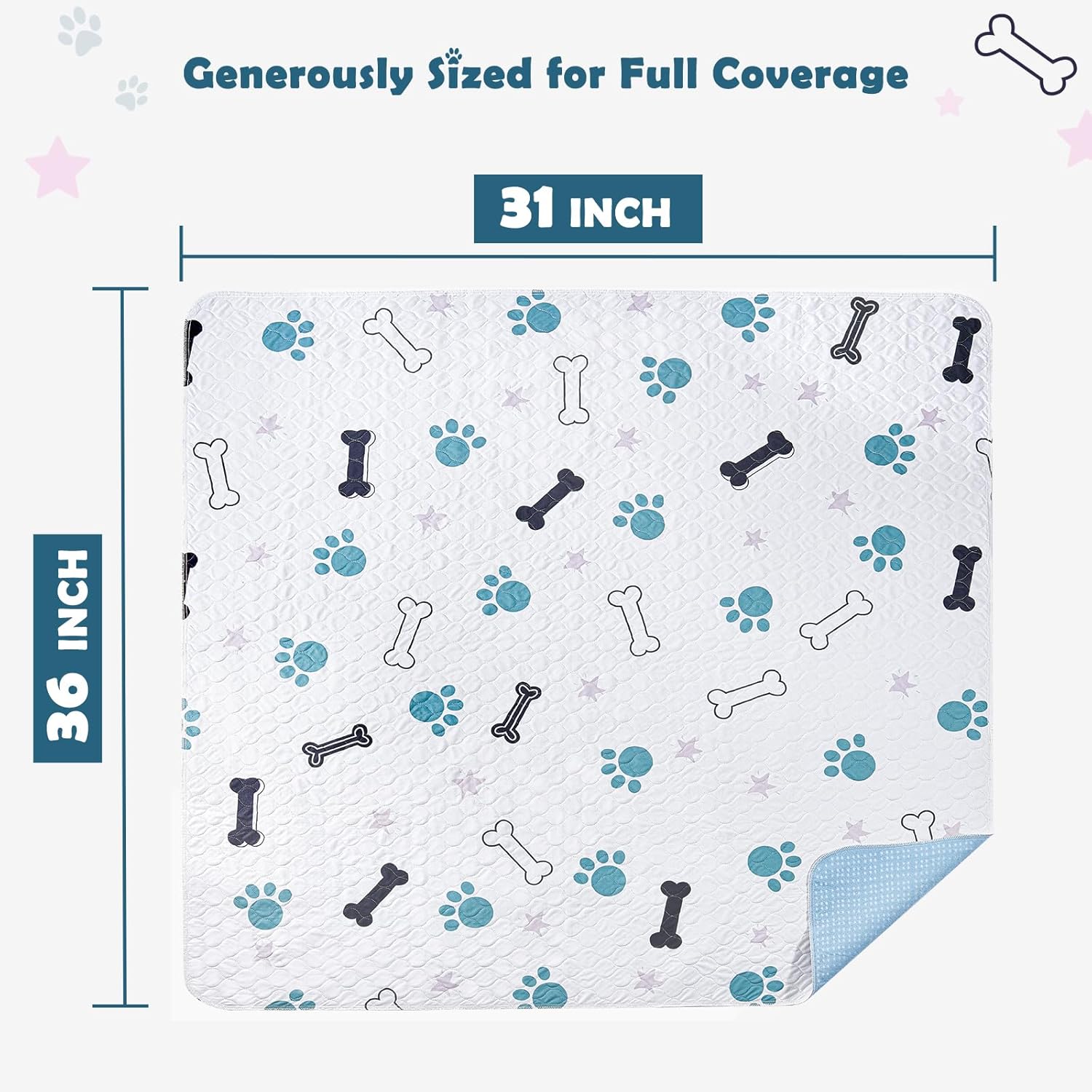 Almohadillas lavables para orina para perros, paquete de 2 almohadillas reutilizables para entrenamiento de cachorros, almohadillas duraderas y