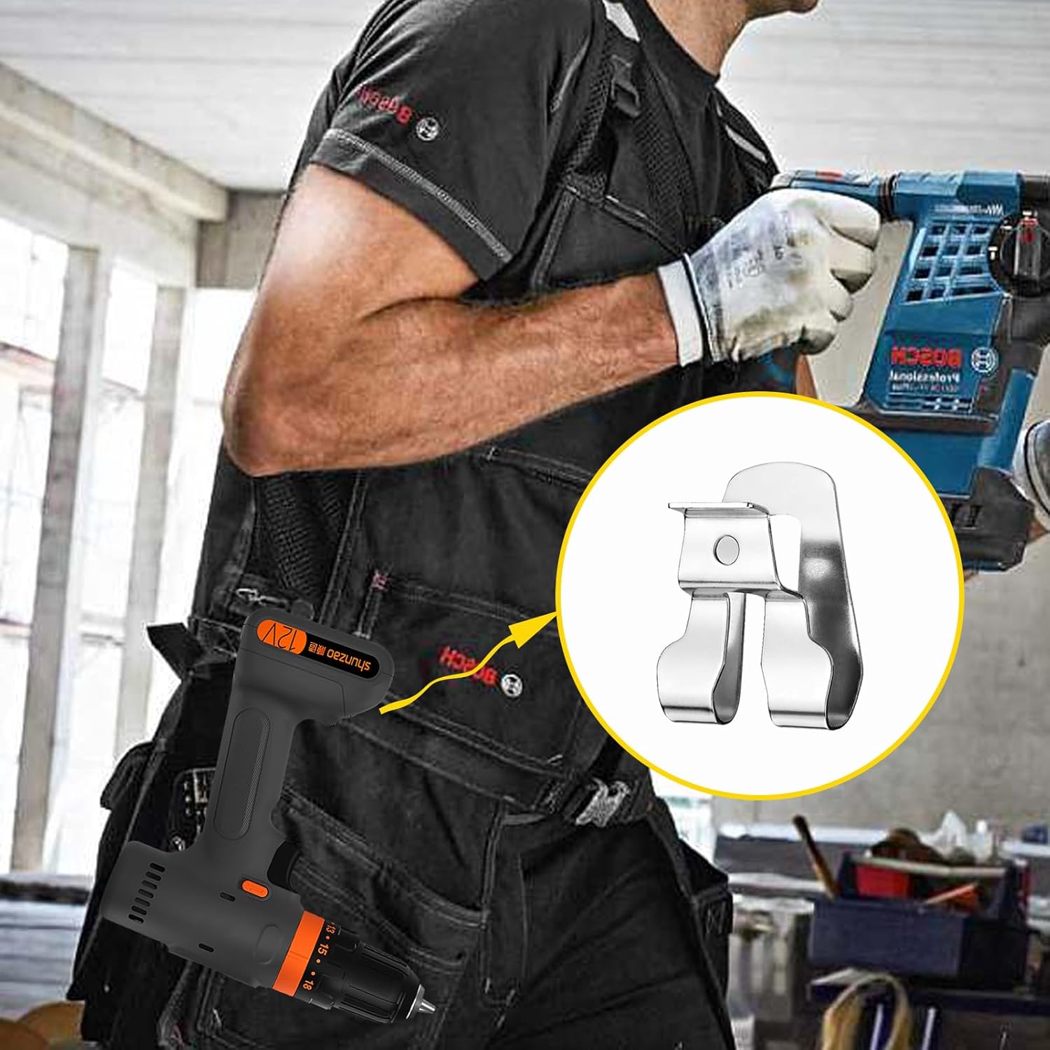 8 clips de cinturón para Ryobi, gancho para cinturón con tornillo para Ryobi y Ridgid herramientas de 18 voltios 633586002, clip de cinturón de