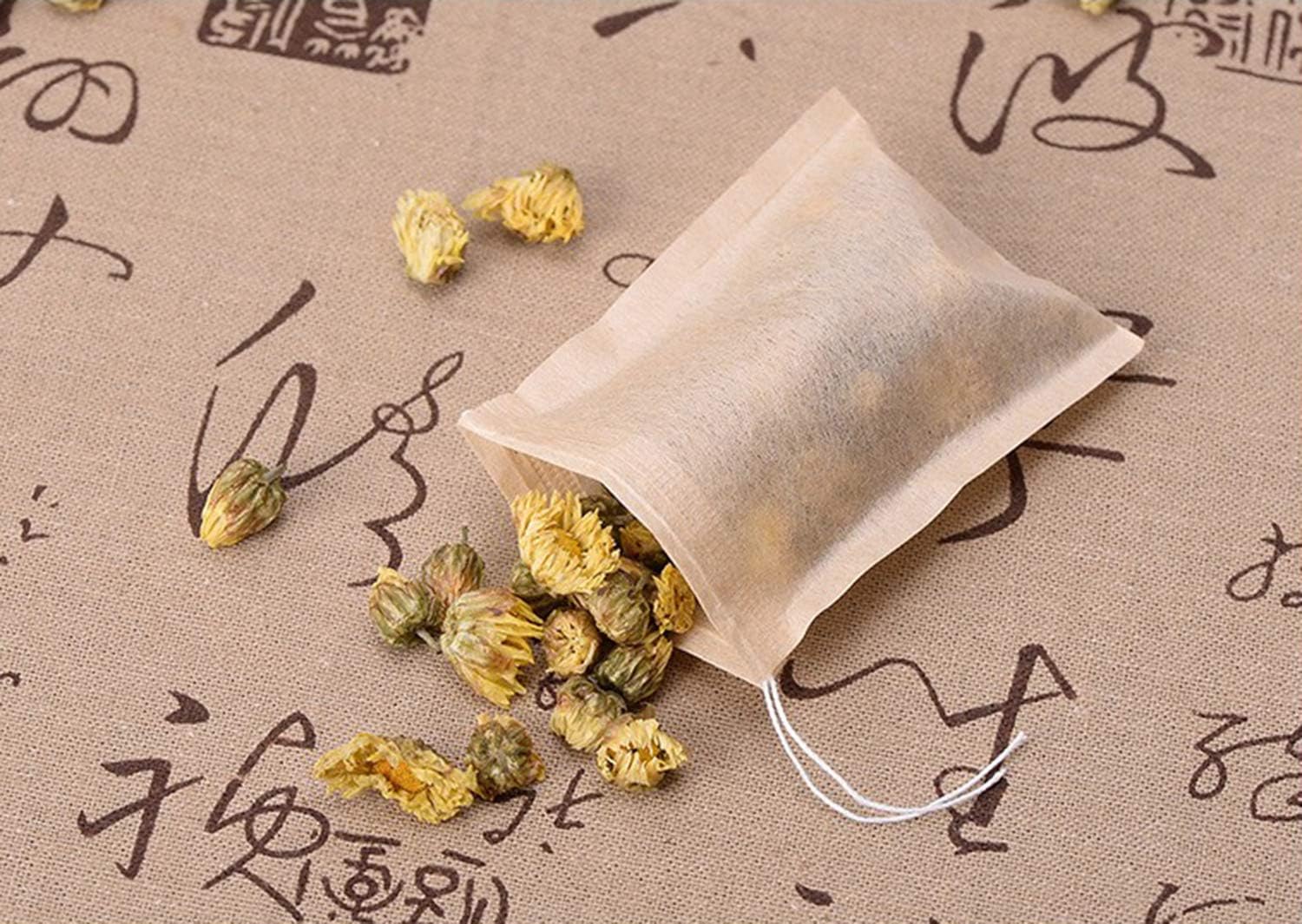Tosnail 600 bolsas de filtro de té desechables de 3.5 x 2.75 pulgadas con sello de cordón de algodón, infusores de té de papel 100% natural sin