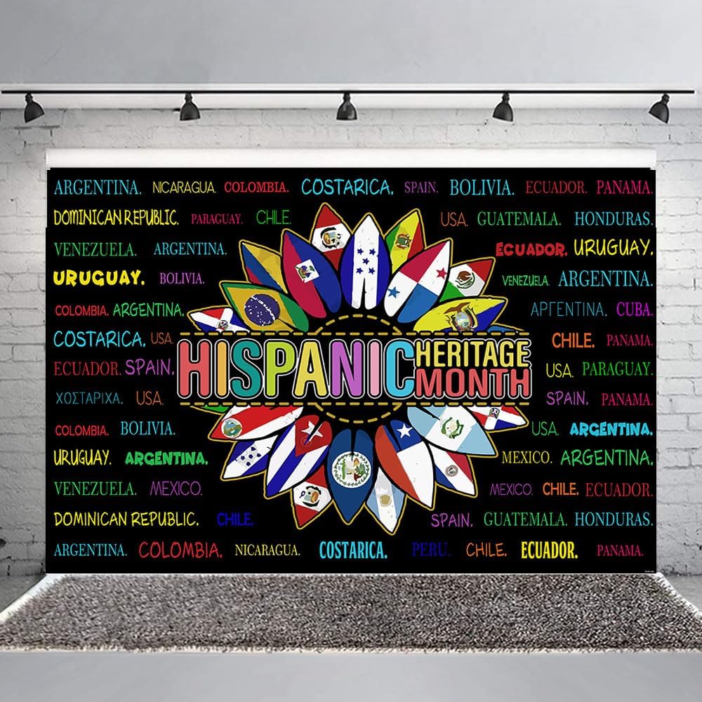 Ticuenicoa Telón de fondo del mes de la herencia hispana de 5 x 3 pies, pancarta del mes de la herencia hispana, decoraciones latinoamericanas, aula