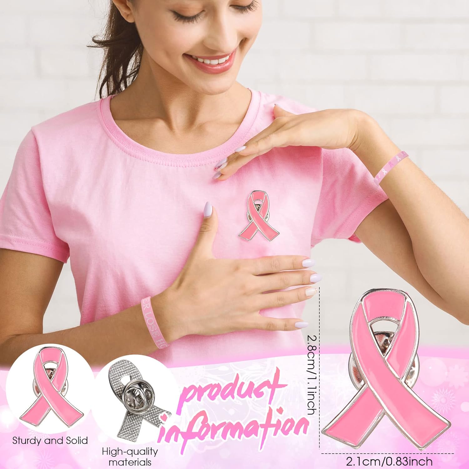 Los regalos para mujeres sobre el cáncer de mama incluyen alfileres de cinta inspiradores de silicona para concientización sobre el cáncer de mama,