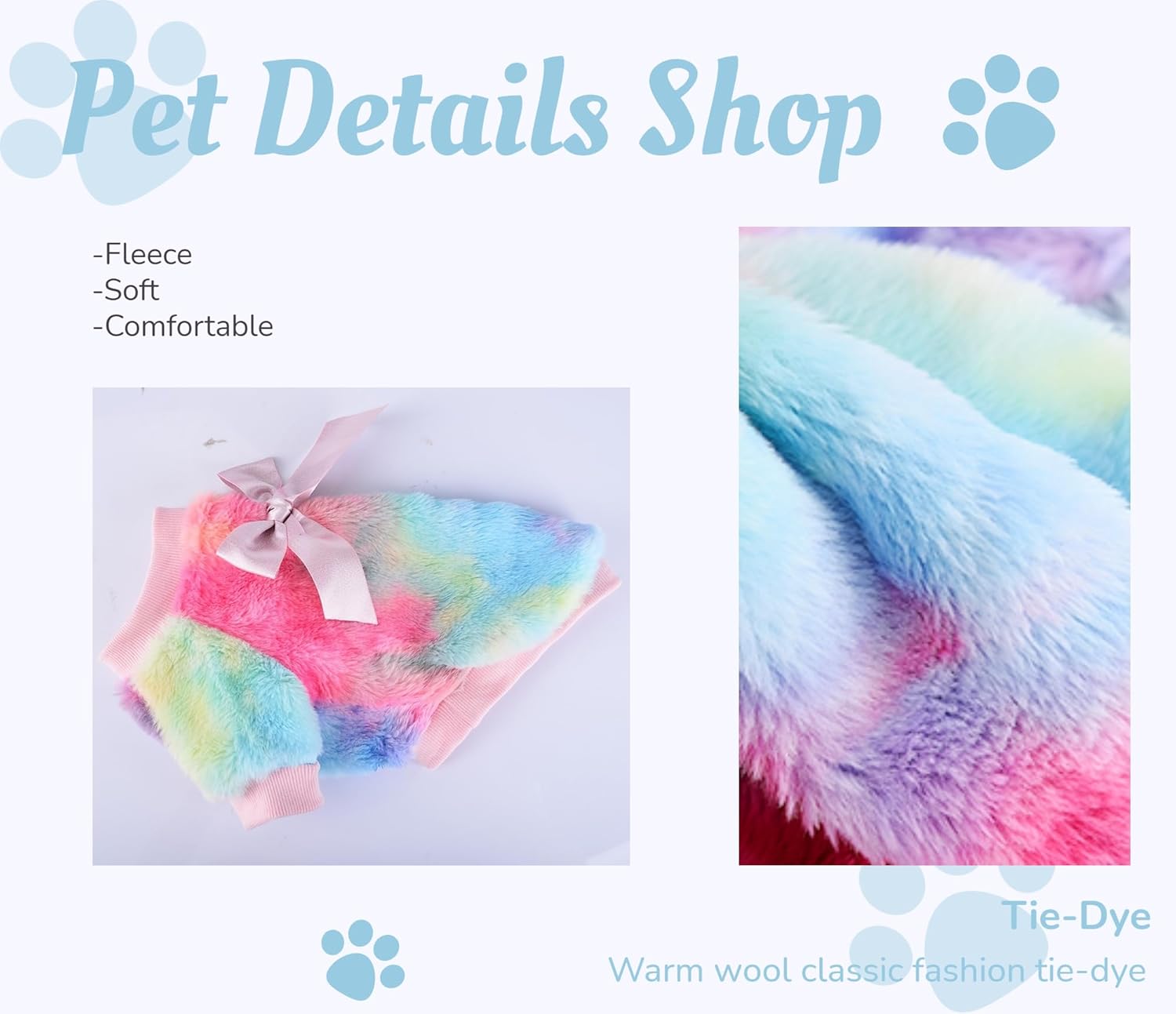 Suéteres de perro para perros pequeños, hembra, suéter de invierno teñido anudado para cachorros, ropa cálida para mascotas, trajes para Chihuahua,