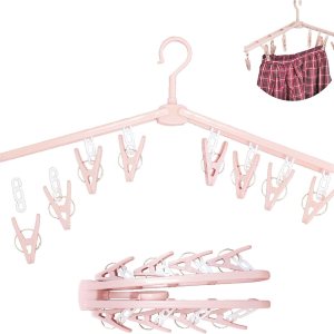 Perchas plegables de viaje para ropa con clips, estantes de secado de ropa, calcetines de lencería de plástico antideslizante para faldas, perchas Perchas plegables de viaje para ropa con clips, estantes de secado de ropa, calcetines de lencería de plástico antideslizante para faldas, perchas