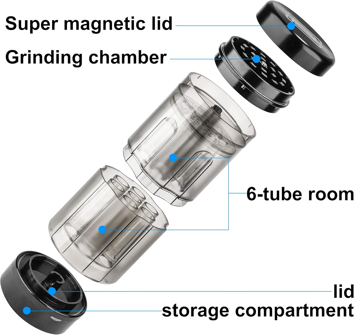 Free Boy Amoladora de aluminio grande de 2.8 pulgadas, cargador de cono transparente y almacenamiento 3 en 1, máquina de llenado de prerollo de