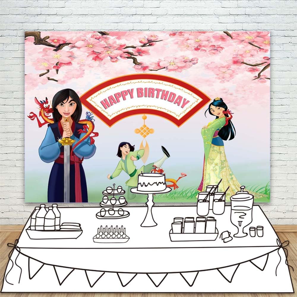 Mulan – Pancarta de vinilo con texto en inglés “Wild One” para sesión de fotos de 5 x 3 pies, fondo rosa para niña de 1er cumpleaños, decoración de