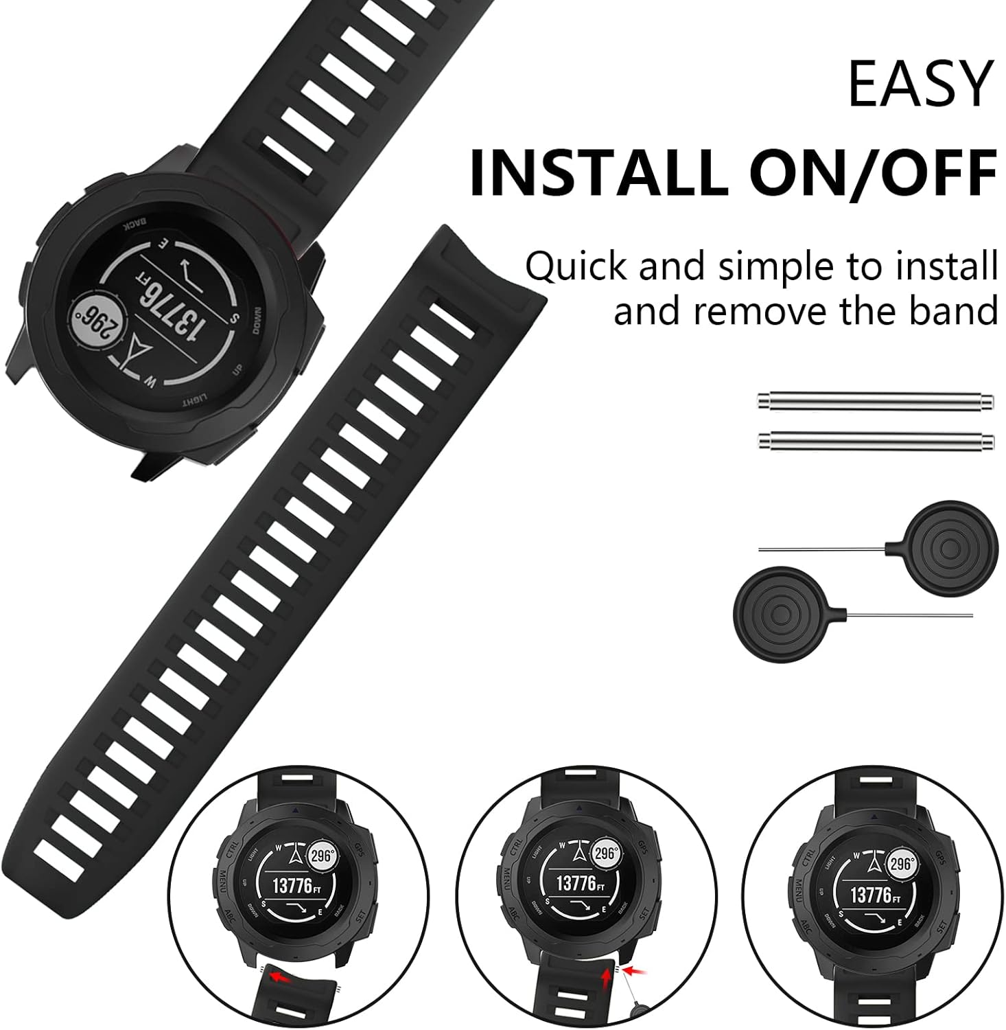 Compatible con Garmin Instinct Band, correa de repuesto de silicona suave para Garmin Instinct 2SolarTactical