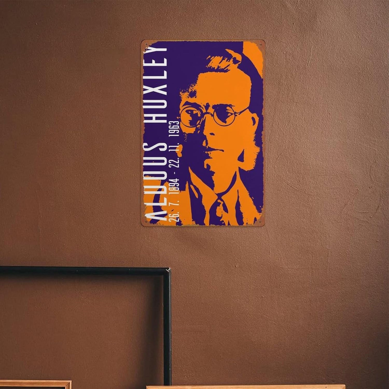 Aldous Huxley – Póster de hojalata vintage, decoración de pared de metal única para el hogar, bar, comedor, pub, 8 x 12 pulgadas, divertida
