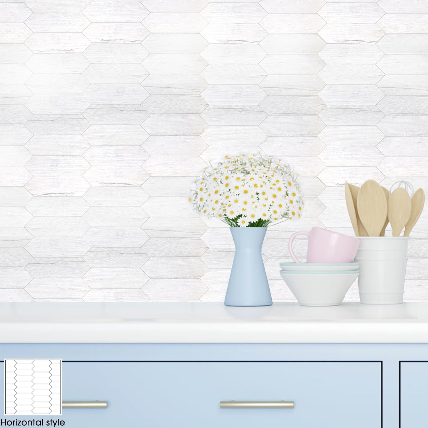 13 hojas de azulejos hexagonales para salpicaduras en muro para cocina, pegar en el muro para baño, lavandería y chimenea, azulejos de madera gris