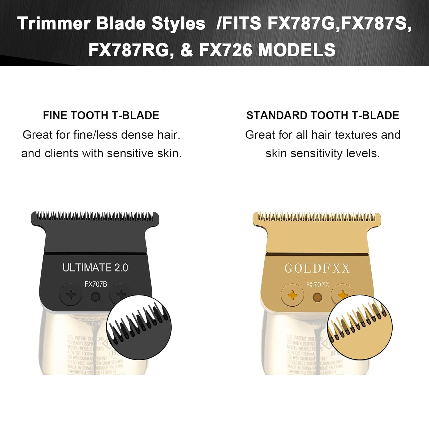 Cuchillas de repuesto DLC compatibles con BaBylissPRO Barberology cuchillas de repuesto para recortadoras de cabello (FX787) y recortadoras LoPROFX