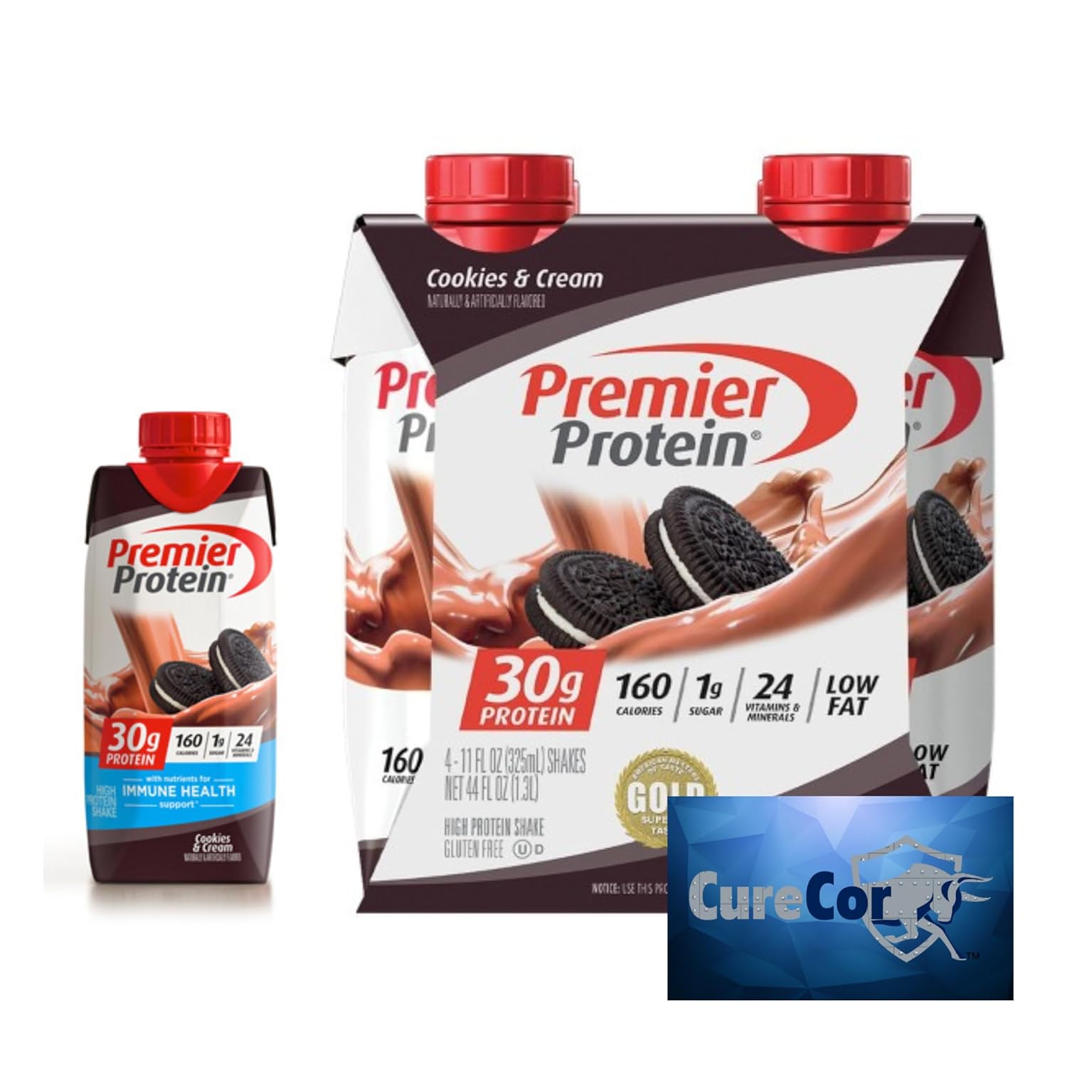 Paquete de bebida de batido de proteínas, incluye un (1) paquete de cuatro (4) batidos Premier, delicioso y sabroso de 1.06 oz con alto contenido en