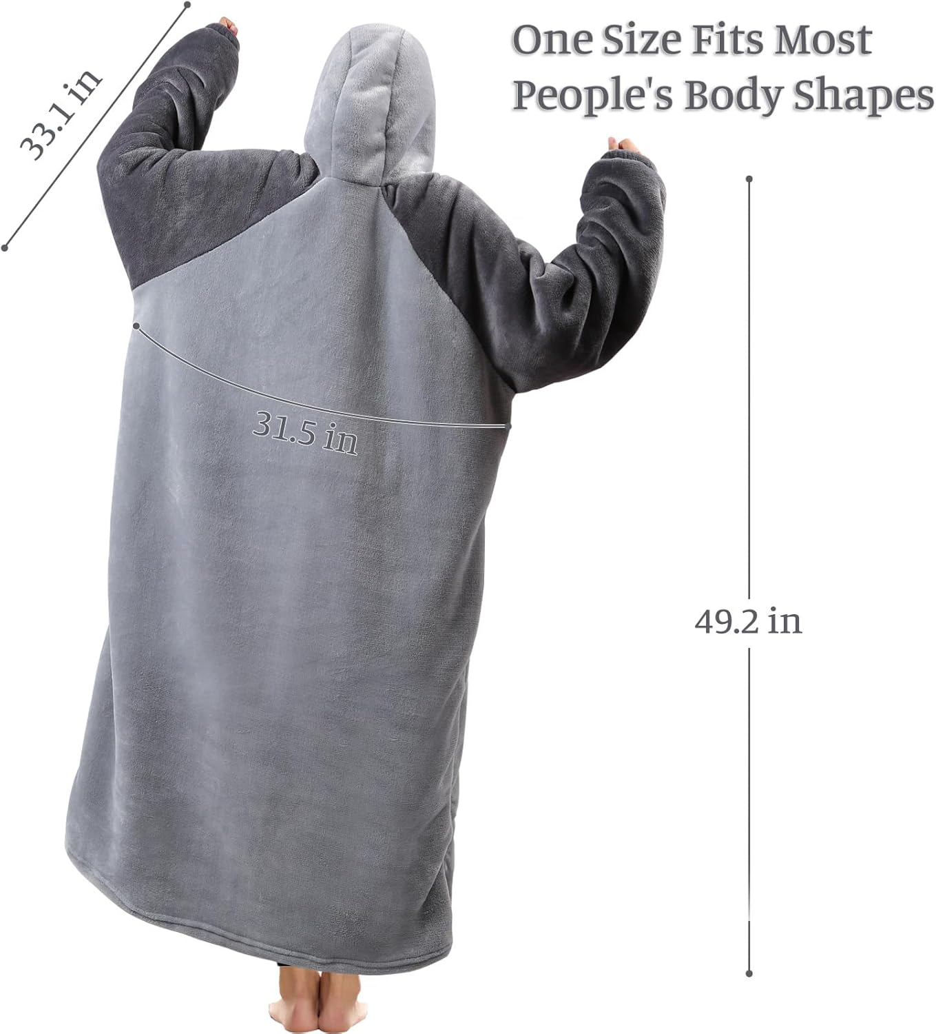 Manta con capucha para adultos, cálida manta con capucha con mangas y bolsillo gigante