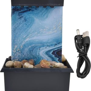 Fuente de mesa LED, fuente de agua de mármol USB de 3 V, fuente de mesa LED con piedras para decoración de mesa de oficina en casa Fuente de mesa LED, fuente de agua de mármol USB de 3 V, fuente de mesa LED con piedras para decoración de mesa de oficina en casa