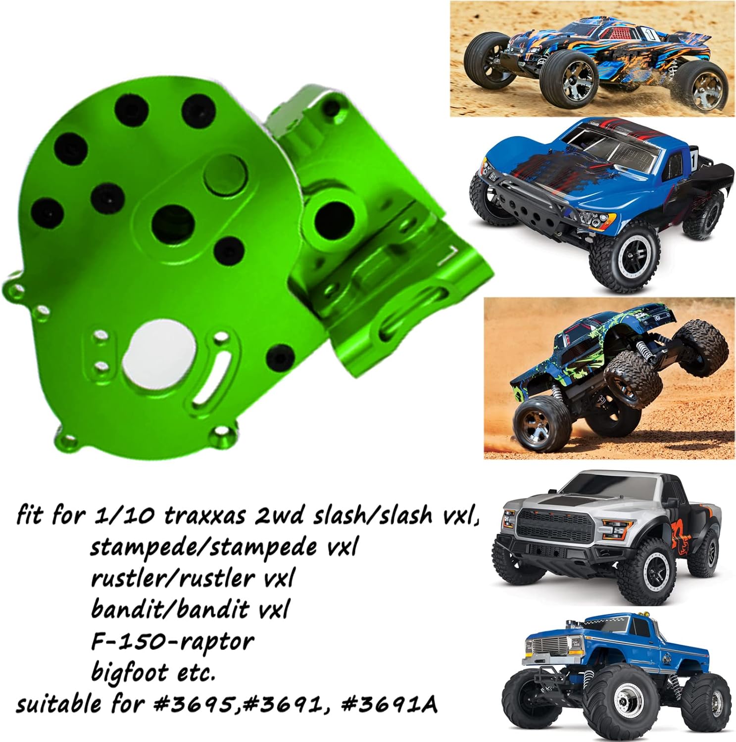 Caja de cambioscaja de transmisión de aluminio XZSNLYZ con piezas de actualización de placa de motor para 110 Traxxas 2WD SlashVXL, RustlerVXL,