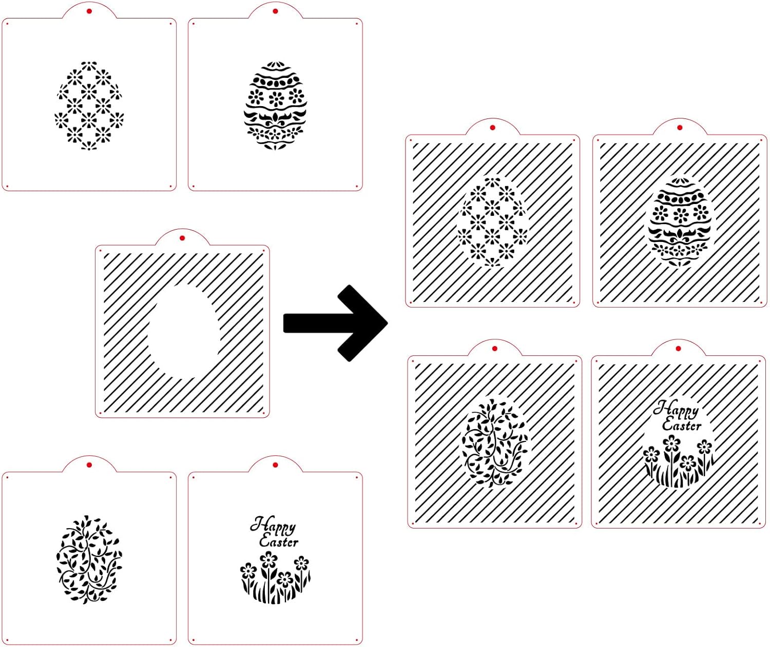 Webakin 16 plantillas de galletas de 5.5 pulgadas para aerografía, plantillas de glaseado real para Stencil Genie, plantillas de galletas de Pascua,