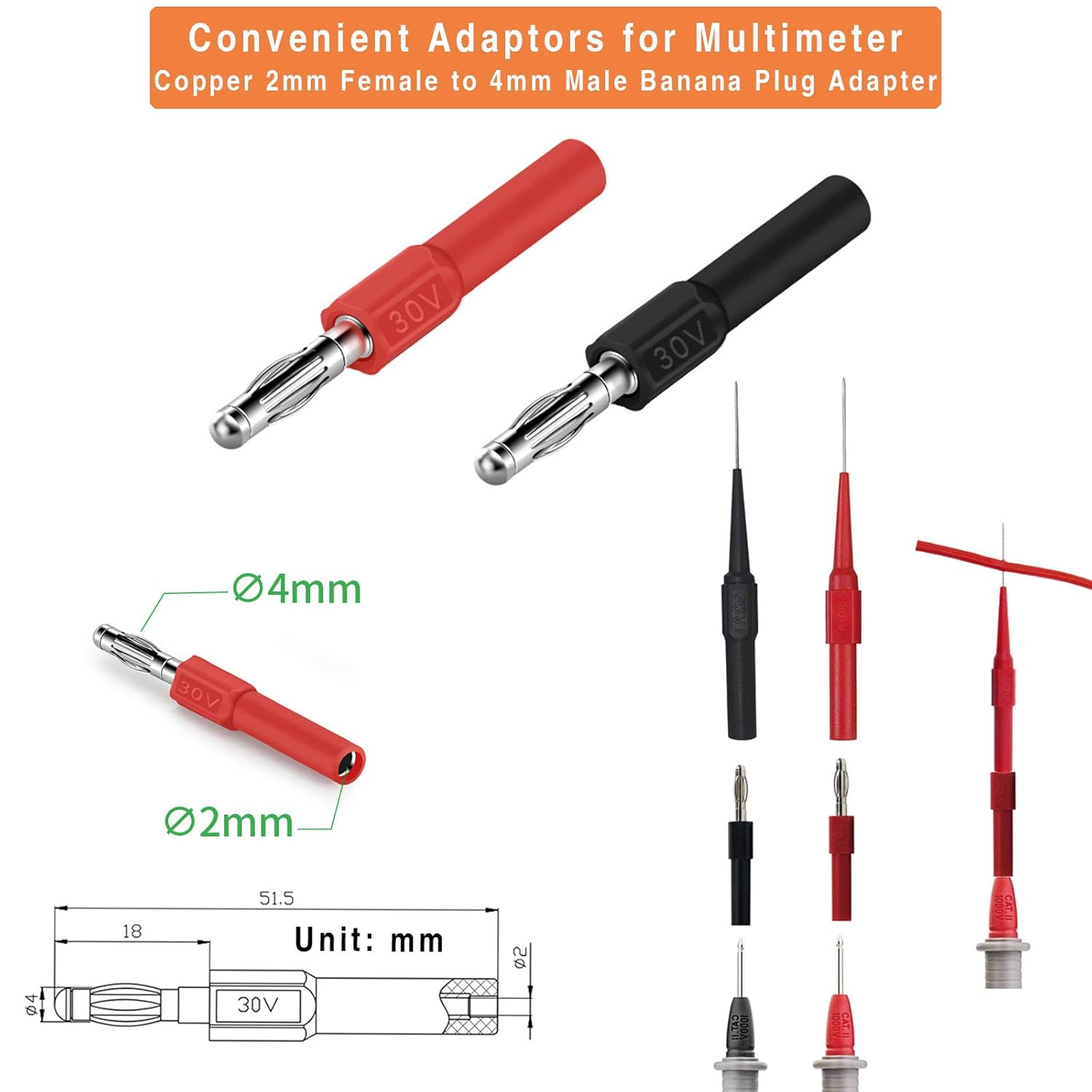 Kit de sonda trasera de 24 piezas, 5 perforadores de alambre con tapa, 5 pines de sonda trasera larga, 5 cables de prueba de circuito de clip de